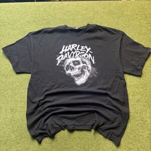 Harley Davidson Y2K Grunge Emo Skull Mothman WV T-Shirt XXXL Black Graphic